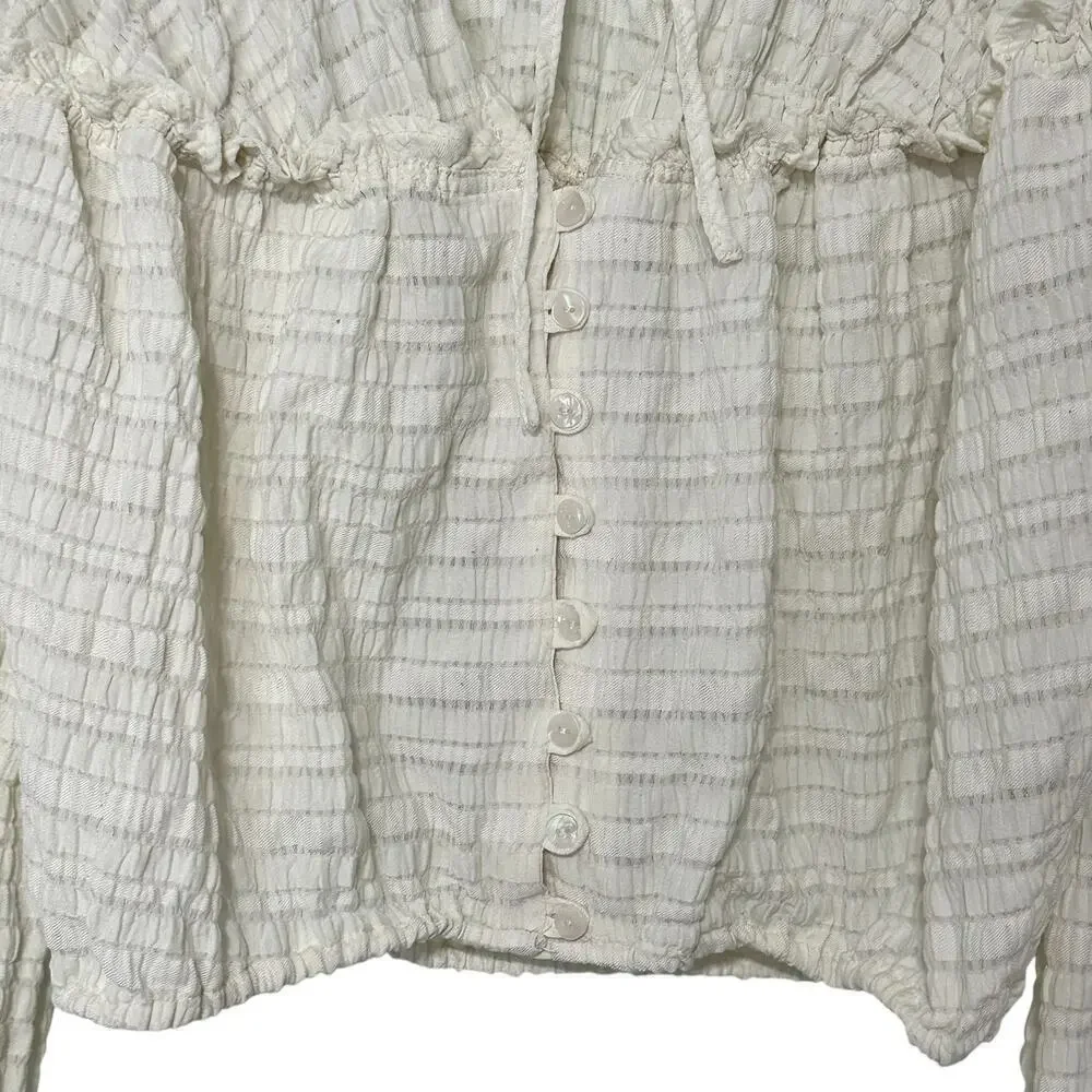 Free People Hailey Cropped Blouse in Ivory (M)
